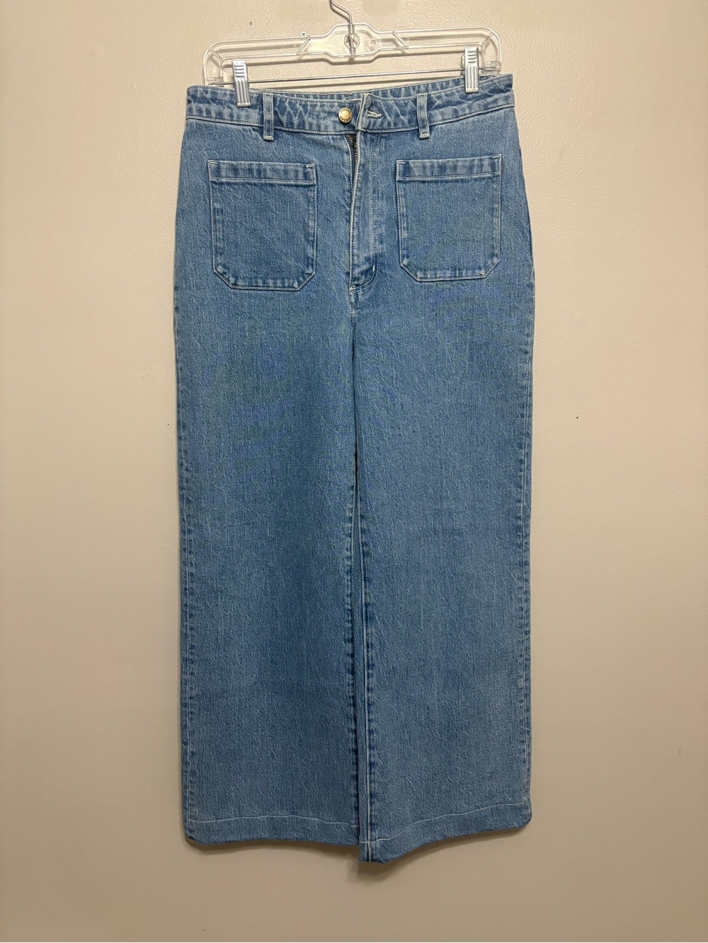 ROLLA'S Light Blue Sailor Wide-Leg Jeans with Front Patch Pockets